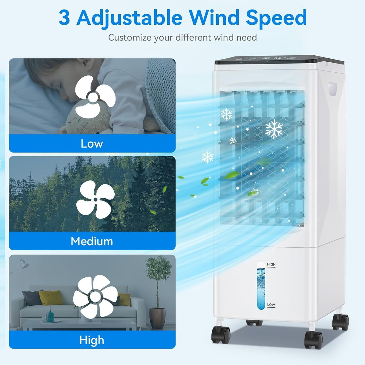 GENERIC Humidificateur De Refroidisseur D'air Climatiseur Purificateur Et Ironisateur 6L Evaporatif Innovant 5-en-1 Appareil