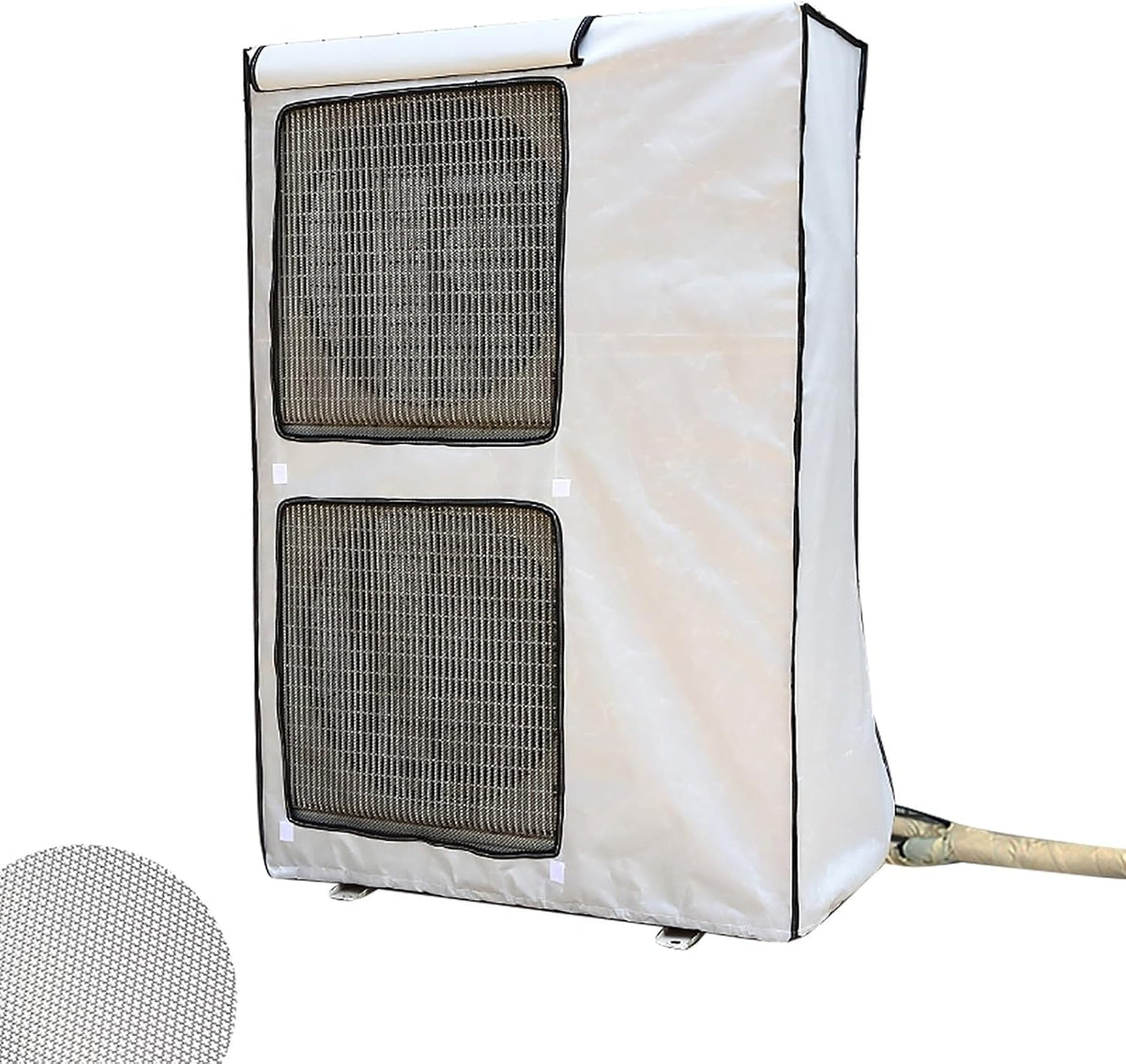  Cache Climatiseur Exterieur Housse De Protection Pour Climatiseur Central Extérieur, Double Couche Épaisse Fenêtre, Caisson Anti Bruit Pompe à Chaleur, Toutes Saisons(White,L 100cm X H 145cm X D 42cm)