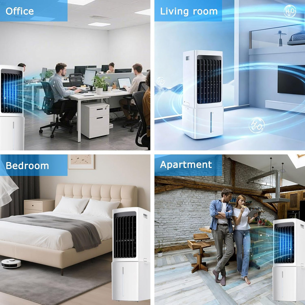  Climatiseur Mobile Portable De 12 L, 3 Vitesses, Ventilateur De Refroidissement Par évaporation Avec Réservoir D'eau Amovible, Télécommande, Minuterie De 7,5 H, Unité De Refroidissement Sur
