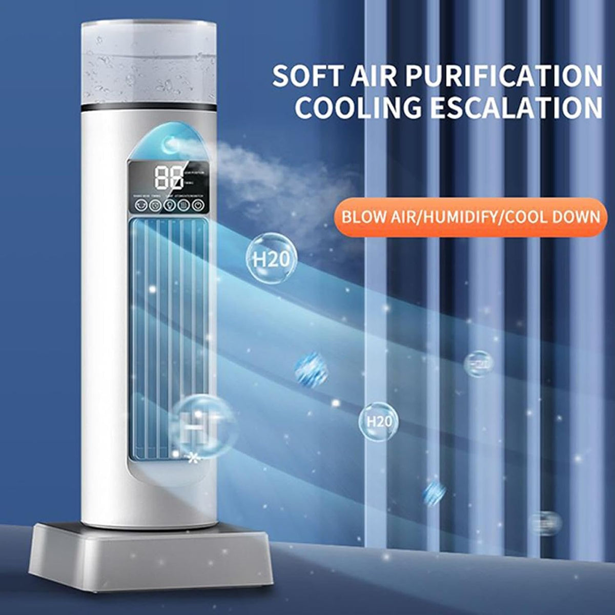GENERIC Ventilateur De Climatisation – Climatiseur Portable, Humidificateur à Vitesses Réglables Par évaporation, Gadgets Cool Avec Minuterie Et Télécommande, Refroidisseur D'espace Sans Pales Pour La Maison