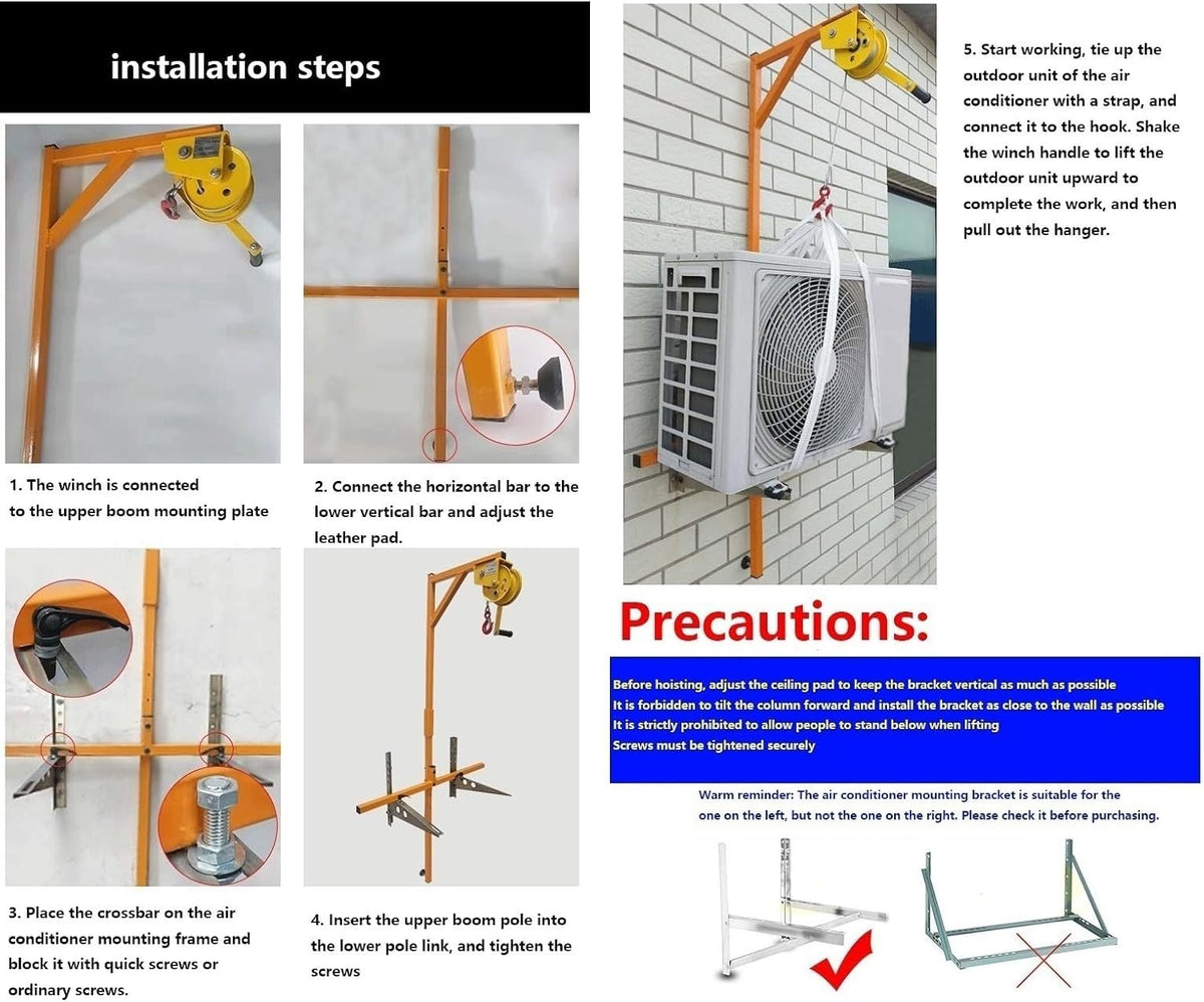  Kit D'outils De Levage De Climatiseur Robuste - Treuil Manuel Et Support D'une Capacité De 300 Kg, équipement D'installation Essentiel Pour Les Professionnels Du CVC, Tre
