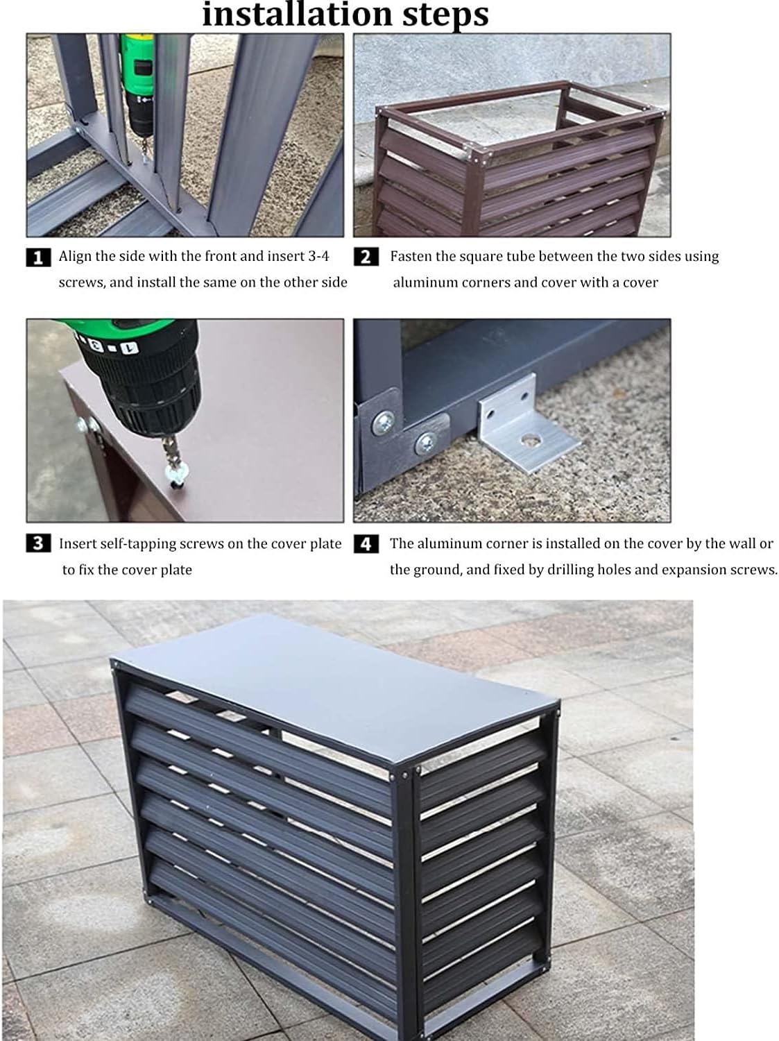  Couverture De Climatiseur De Fenêtre Extérieure, Couverture De Protection Résistante Aux Intempéries En Aluminium For Les Unités Extérieures, Écran De Confidentialité For Stores De Jardin (Color : Br
