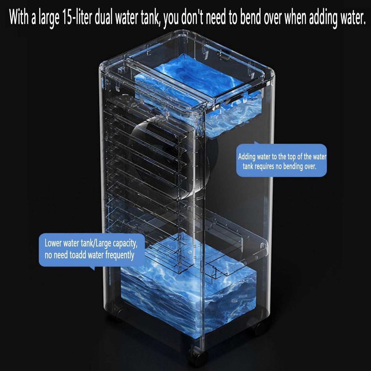 GENERIC Refroidisseur D'air Portable à évaporation Avec Oscillation à 90°, 4 Blocs De Glace, Télécommande, 3 Modes, 3 Vitesses Et Minuterie De 7,5 H Pour La Maison Et Le Bureau