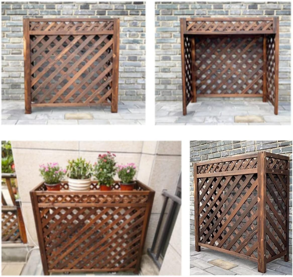  Grille De Protection Pour Climatiseur, Unité De Condensation, étagère De Rangement Pour Plantes, Support De Fleurs En Bois Pour Cacher L'unité De Climatisation Extérieure