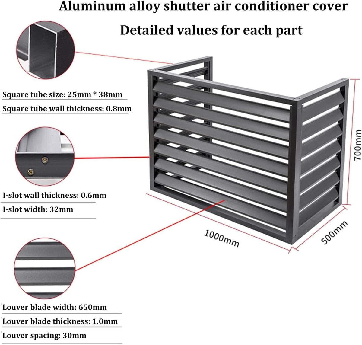  Couverture De Climatiseur De Fenêtre Extérieure, Couverture De Protection Résistante Aux Intempéries En Aluminium For Les Unités Extérieures, Écran De Confidentialité For Stores De Jardin (Color : Br
