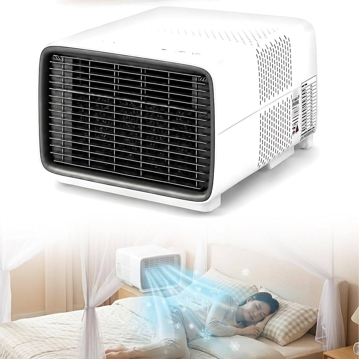  Climatiseur Mobile 2700 BTU, 280 W Basse Consommation | Vrai Compresseur Sans Eau Ni Glace, Refroidissement Rapide, Bruit 45 DB Et Format Compact Pour Dortoir, Bureau Et Caravane