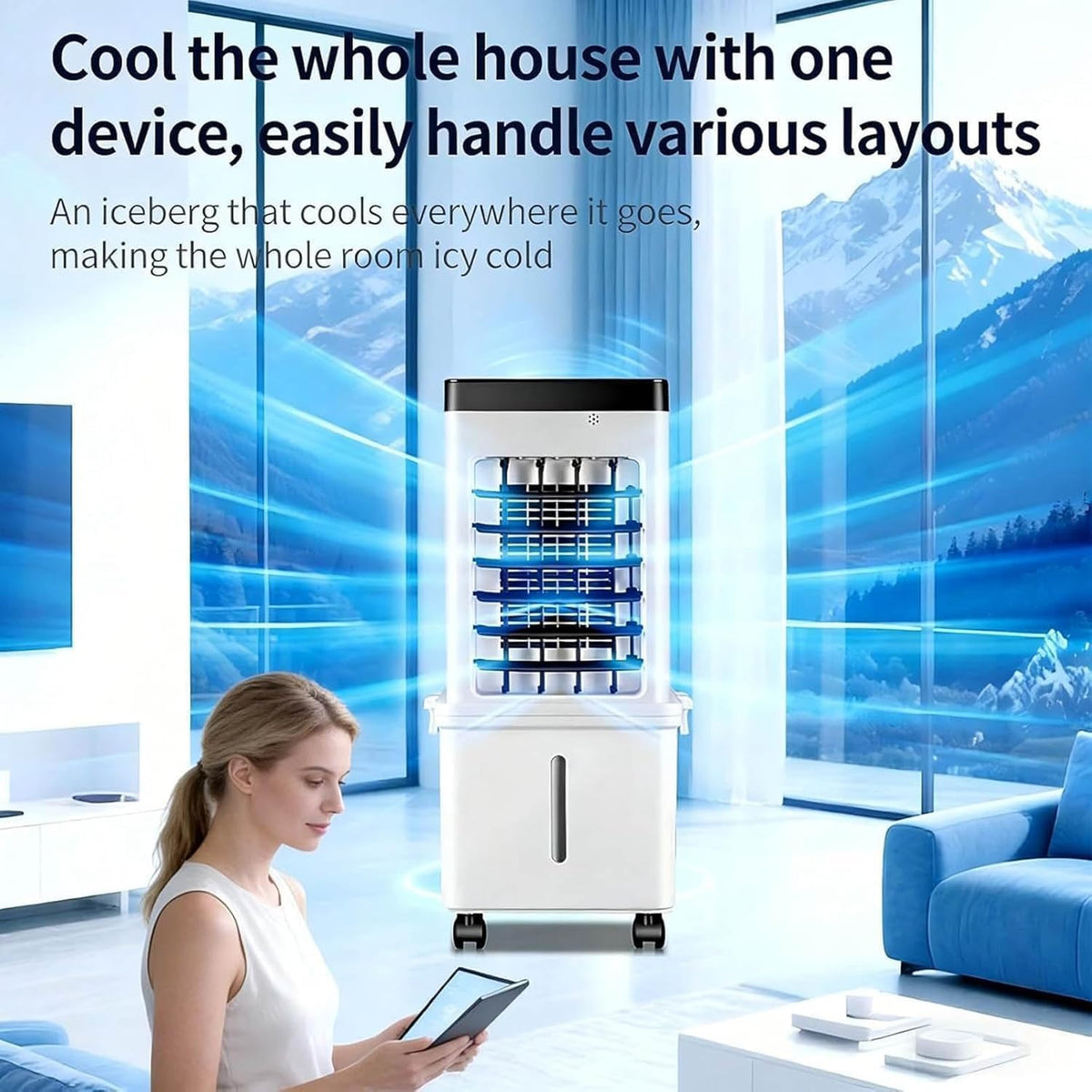 GENERIC Ventilateur De Refroidisseur D'air évaporatif 10L Avec Télécommande, Humidificateur De Brive De Bureau Portable Pour Bureau De Chambre à Coucher, Fonctionnement Silencieux à 3 Vitesses, énergie Effica