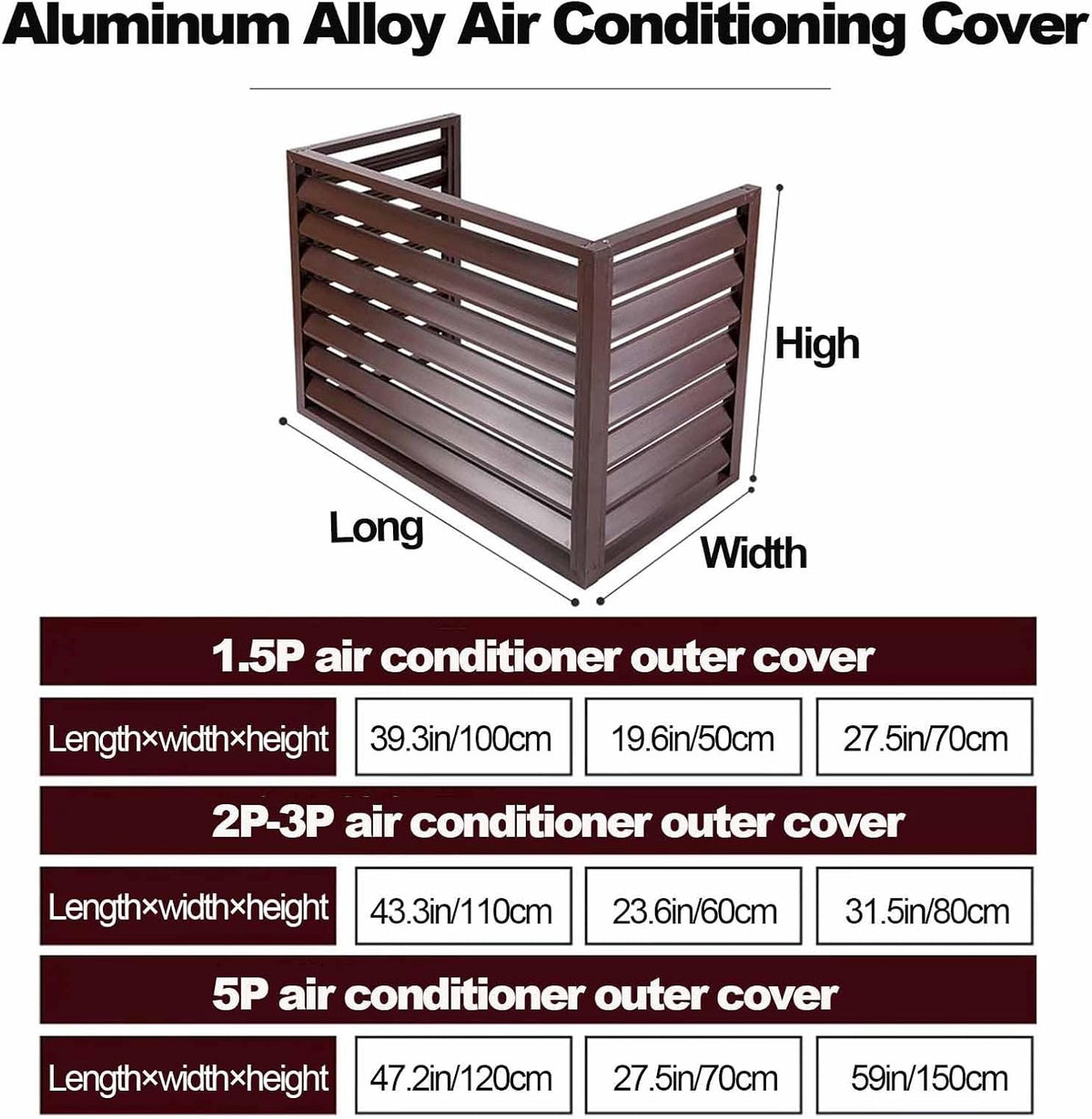  Housse De Protection En Aluminium Pour Climatiseur Extérieur, Housse Imperméable 110 X 60 X 80 Cm, Résistante Aux Intempéries, Protection UV, Convient Aux Unités AC Divisées, Couleur A