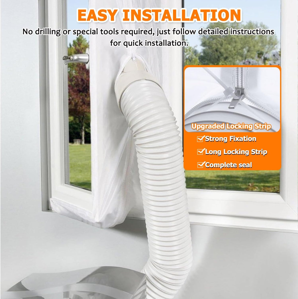  400CM Kit Calfeutrage Climatiseur, Joint De Fenêtre Climatisation Mobile, Tissu Hot Air Stop Fonctionne Avec Toutes Les Unités De Climatisation Mobiles