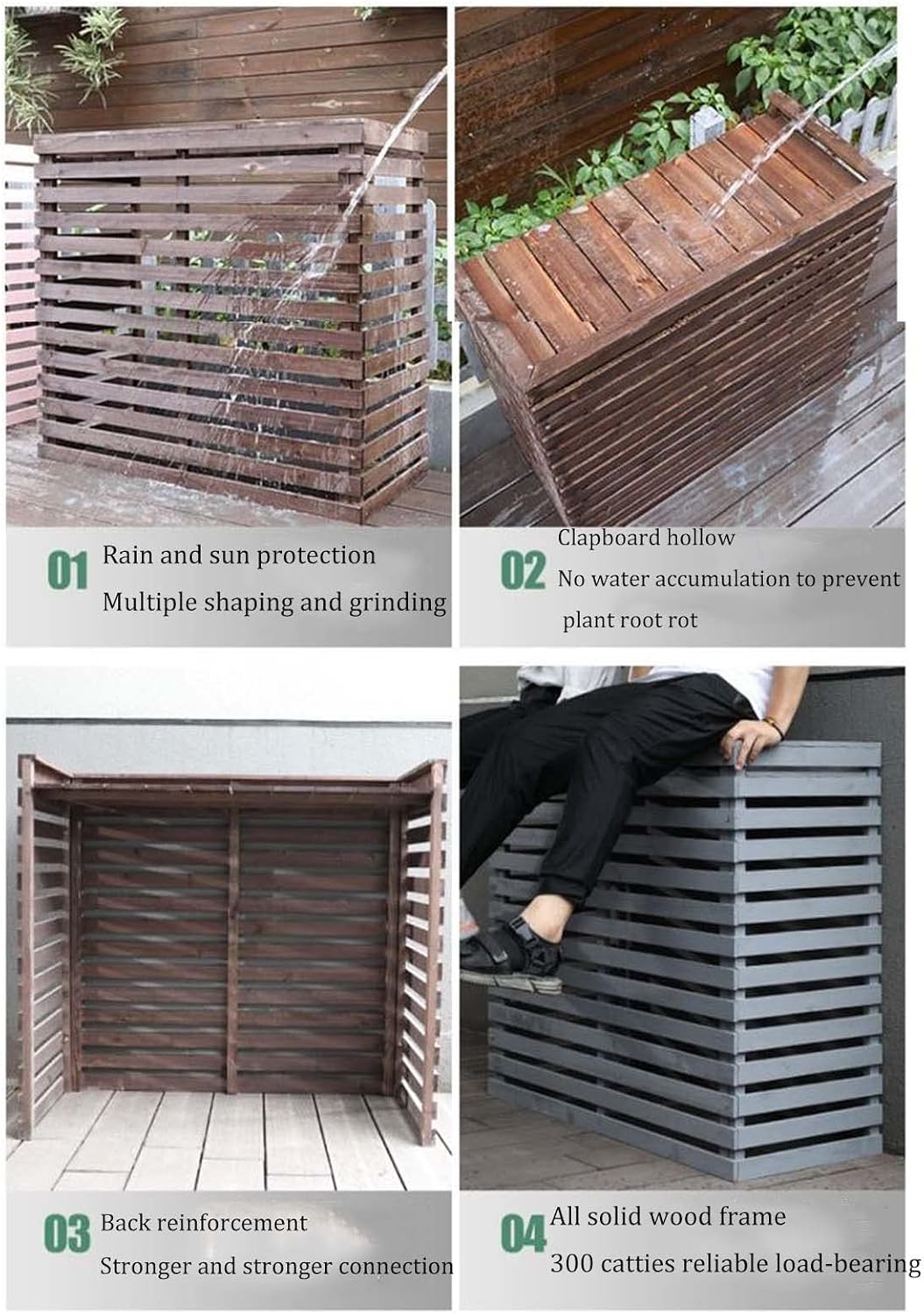  IVHOLZ Housse Pour Unité De Climatisation Extérieure Résistante Aux Intempéries - Brise-vue Pour Climatiseurs Centraux - Dissimule élégamment L'équipement De Climatisation Extérieur