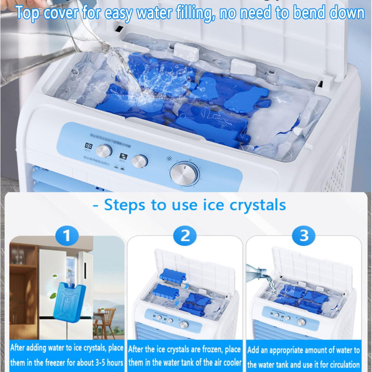 GENERIC Refroidisseur D'air Portable Avec Réservoir De 40L, Ventilateur D'évaporation à 3 Vitesses, Contrôle Tactile LED, Oscillation à 120 °, Fonctionnement Silencieux Pour Le Bureau à Domicile Et Les Grande