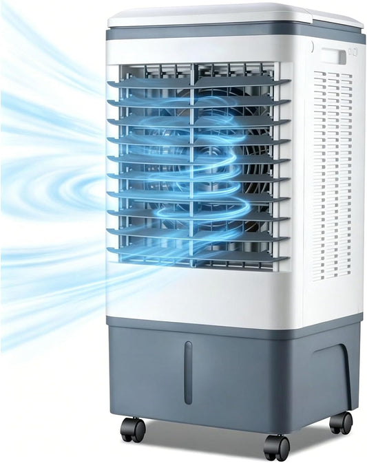 GENERIC Refroidisseur D'air Et Ventilateur Portables, Roulettes Roulantes à 360°, Oscillation à 120°, Réservoir De 20 L, 3 Vitesses, Refroidissement De 1177 CFM, Idéal For Appartement Et Bureau