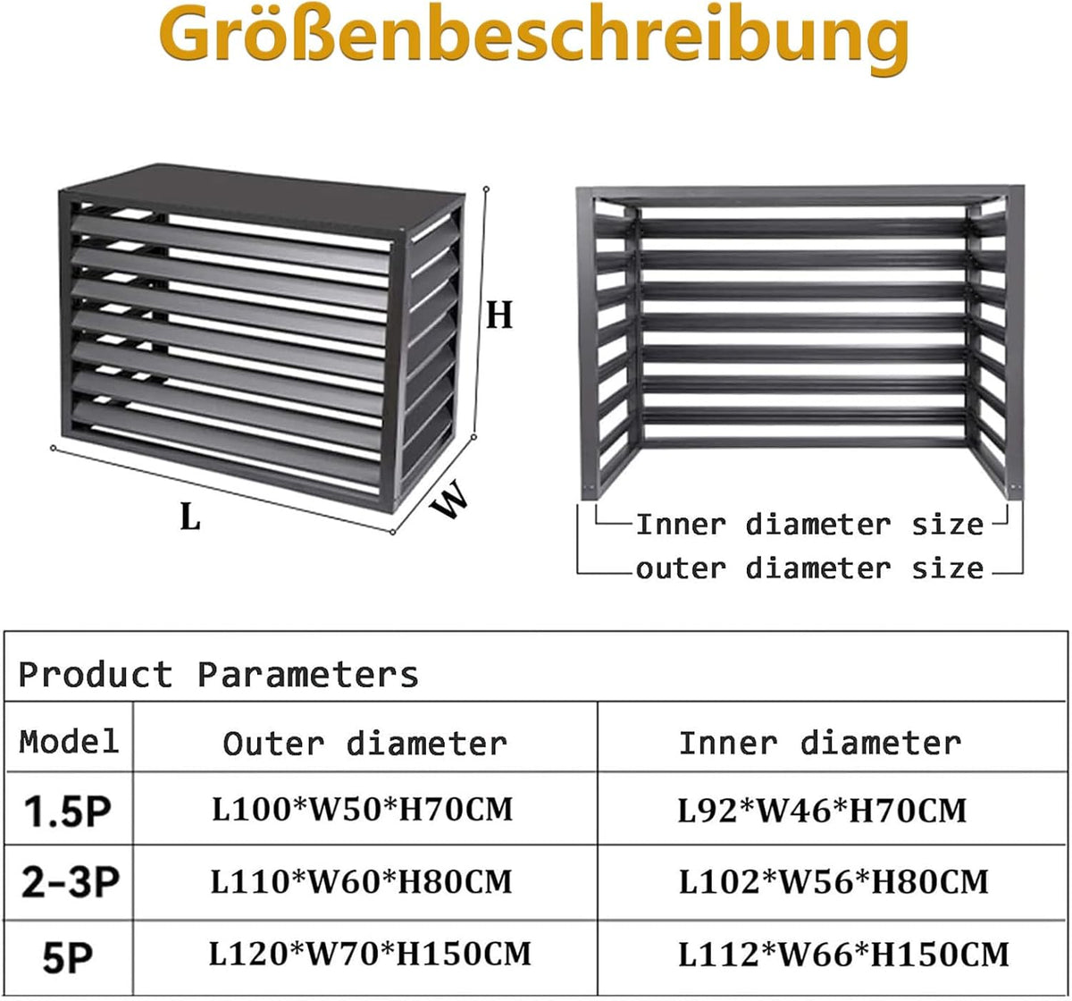  Housse Pour Climatiseur Extérieur – Garniture De Pompe à Chaleur – Dessus Plat En Aluminium Marron – Compatible Avec L100/W50/H70 (1,5P) – Protège Votre Unité De Climatisation Contre Les éléments