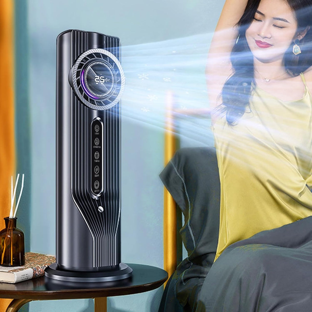  LiebeWH Humidificateur Refroidisseur D'air Portable, Ventilateur De Refroidissement De Bureau 3 En 1 Avec 6 Vitesses, Alimenté Par USB Pour Le Bureau Et Le Dortoir