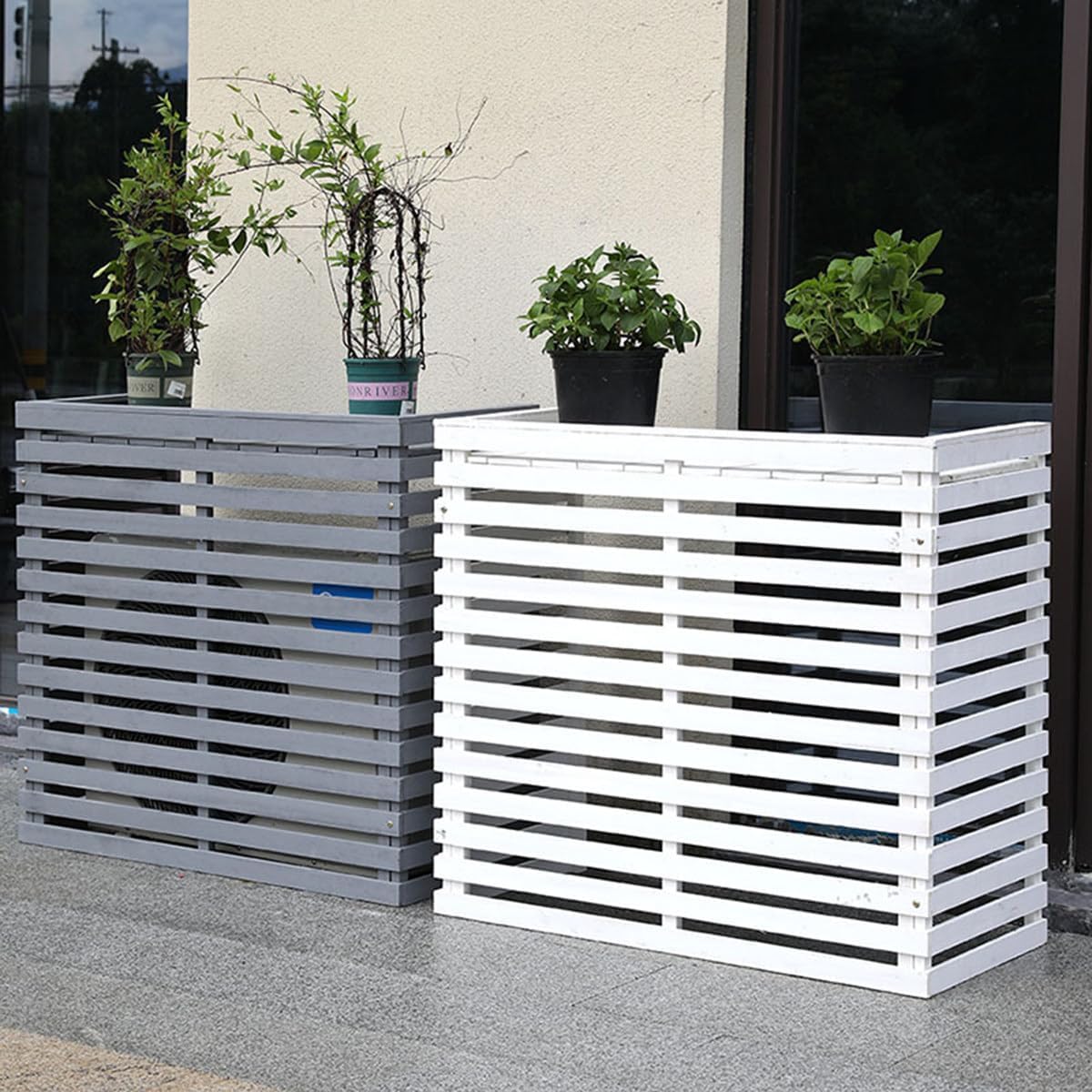 GENERIC Housse De Protection Pour Climatiseur D'extérieur En Bois Massif Avec Persiennes Pour Climatiseurs