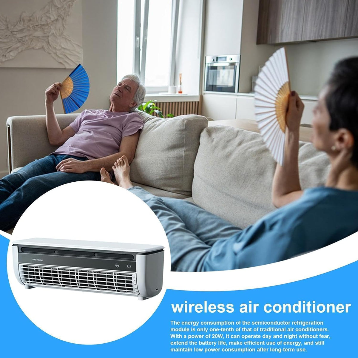 GENERIC Refroidisseur D'air De Brumisation Mural (6000mAh Alimenté Par Batterie) Avec Télécommande Et Ventilateur De Refroidissement Rapide; Adapté Aux Bureaux, Aux Dortoirs Et Aux VR; Dispose D'un Fonctionne