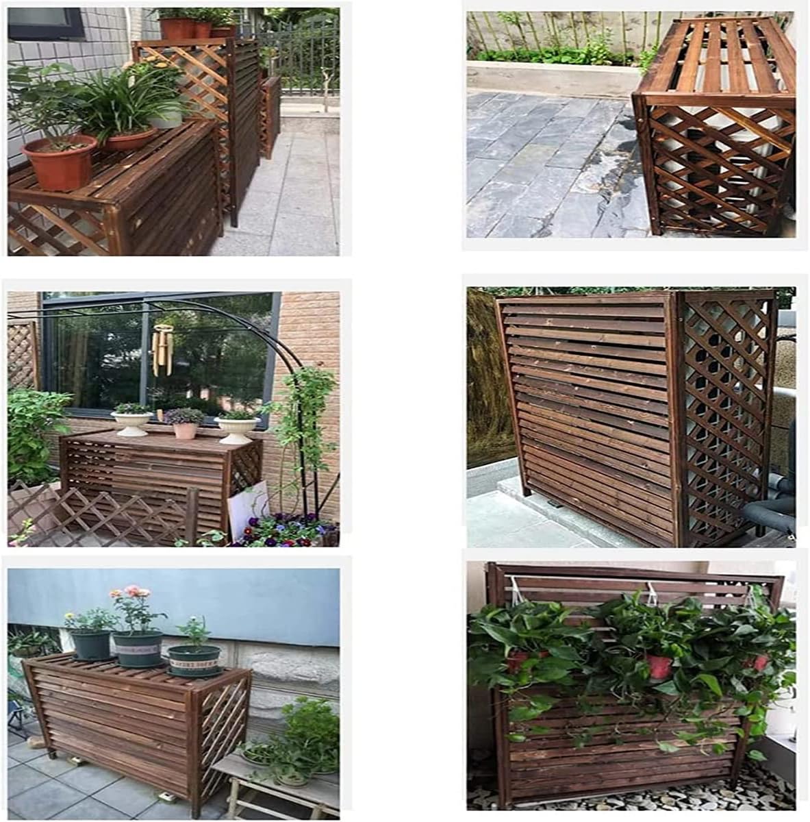  Housse De Protection Pour Climatiseur D'extérieur En Bois Massif, Support De Fleurs Pour Balcon En Bois, étagère De Rangement épaisse