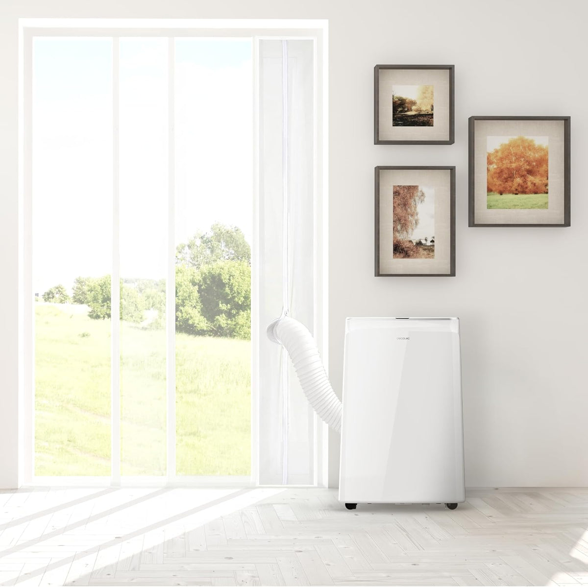  Cecotec Adaptateur Housse Isolante Universelle Pour Fenêtres Ou Portes Coulissantes Pour Climatiseur Portable 210x90cm, 100% Polyester, Isole De L’Extérieur, Fermeture Éclair Et Bande Adhésive