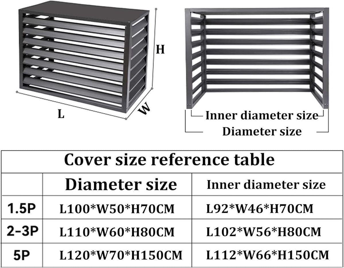  Housse De Climatiseur En Aluminium Toutes Saisons - Décoration Extérieure Pour Climatiseurs Et Poubelles - Protection Autonome Pour équipements Extérieurs