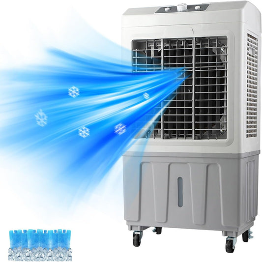  Industrial Evaporative Air Cooler With 120° Oscillation, 50L Water Tank, 3 Speeds & 6 Ice Packs For Large Rooms, Patios, Garages