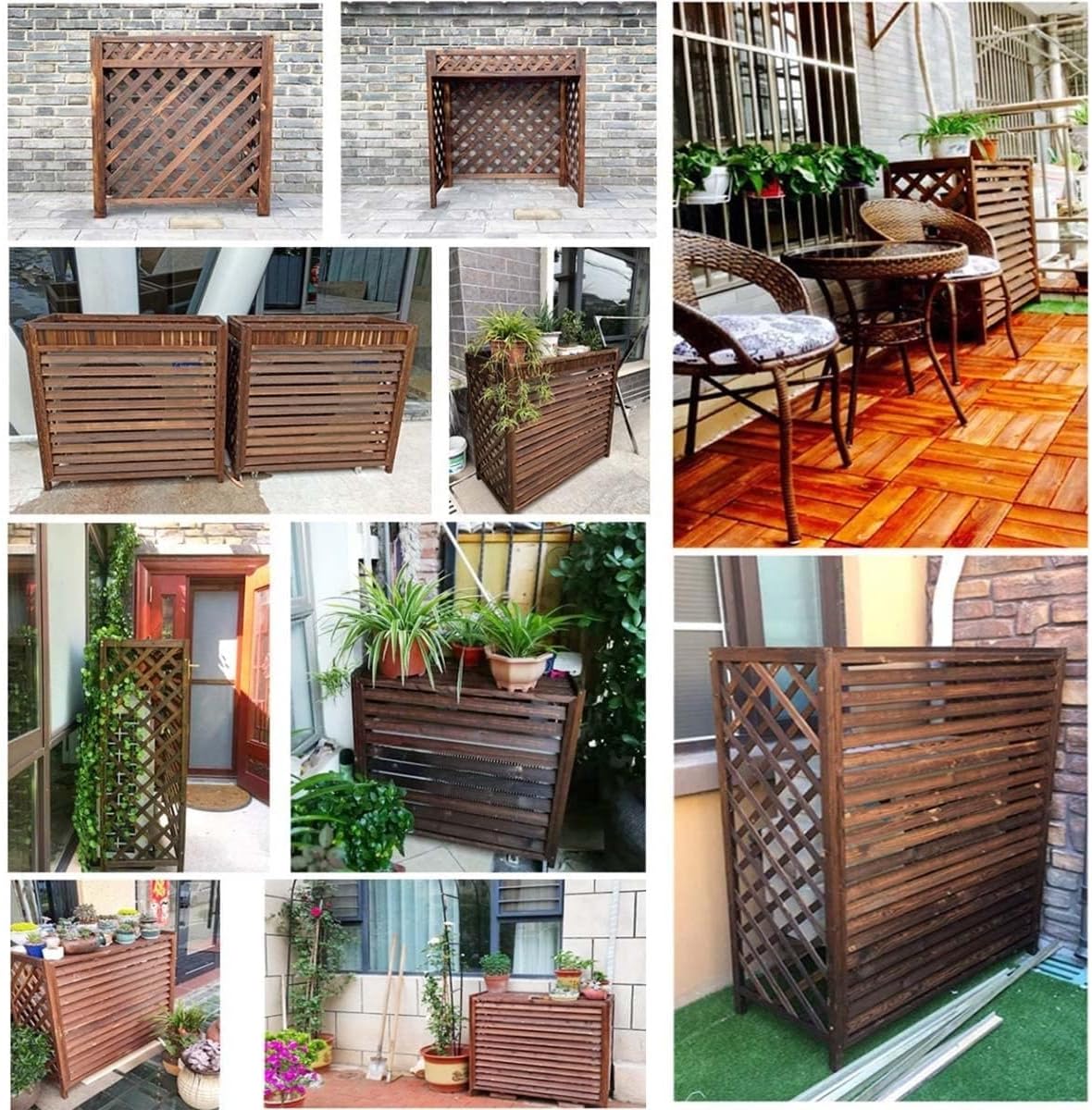 GENERIC Grille De Protection En Bois Massif Pour Climatiseur - 100 X 43 X 94 Cm