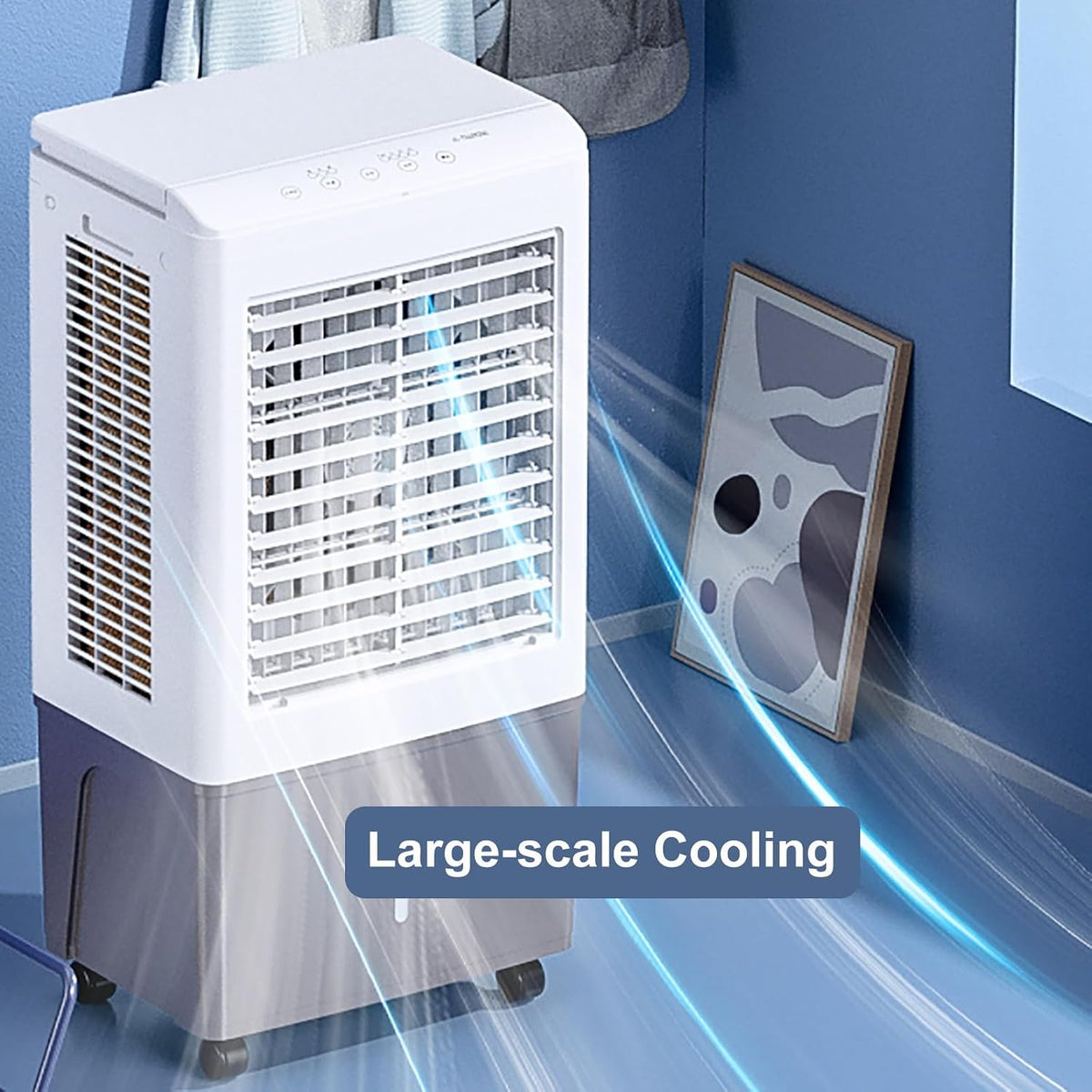 GENERIC Ventilateur De Refroidissement à évaporation 50 L Grand Réservoir D'eau 3 Vitesses Télécommande 7,5 H Minuteur Pour Un Refroidissement Efficace