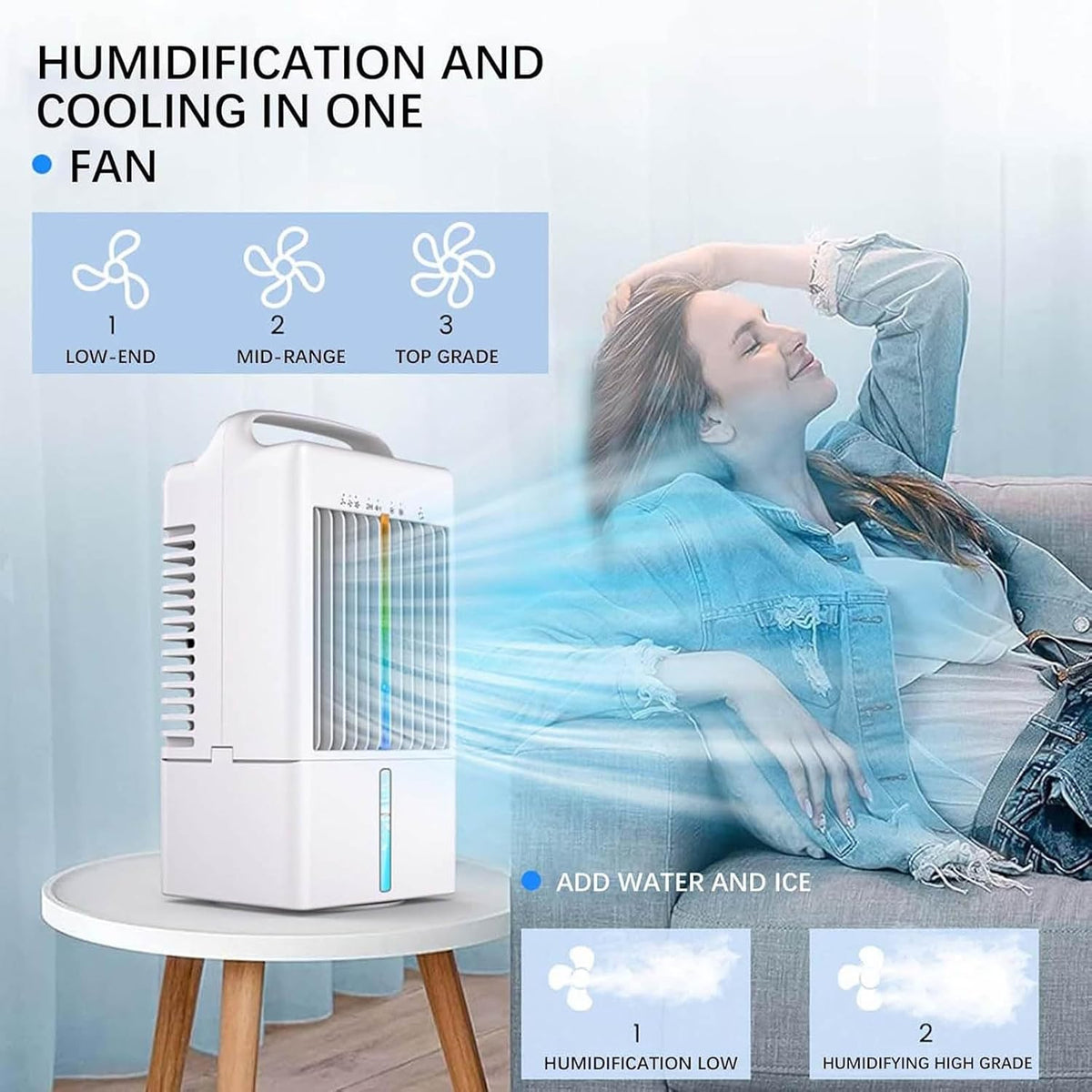 GENERIC Petit Refroidisseur D'air, Ventilateur De Climatisation Portable, Alimenté Par USB, Pulvérisation à Vitesse Réglable Pour La Maison, Le Bureau, La Chambre à Coucher, Les Voyages En Plein Air