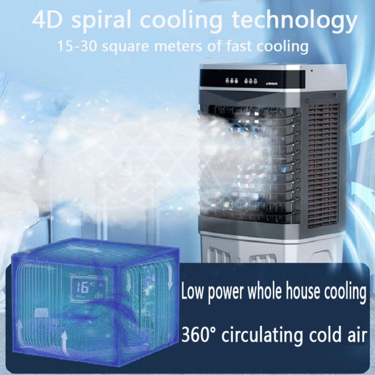  Ventilateur De Refroidissement Portable Pour Climatiseur Oscillant à 120°, 3 Vitesses De Vent Silencieuses, Minuterie De 12 Heures, Pas Besoin De Tuyau, Modes Pour La Maison Et Le Bureau