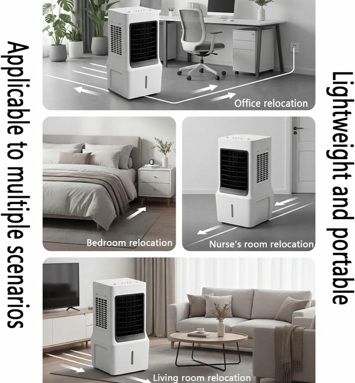  Climatiseur Mobile Sans Évacuation Rafraîchisseur D'Air Portable Avec 3 Vitesses Climatiseur Mobile Silencieux Avec Réservoir D’Eau 12L Oscillation 60° Ventilateur Refroidisseur D'Air Économe Énergie
