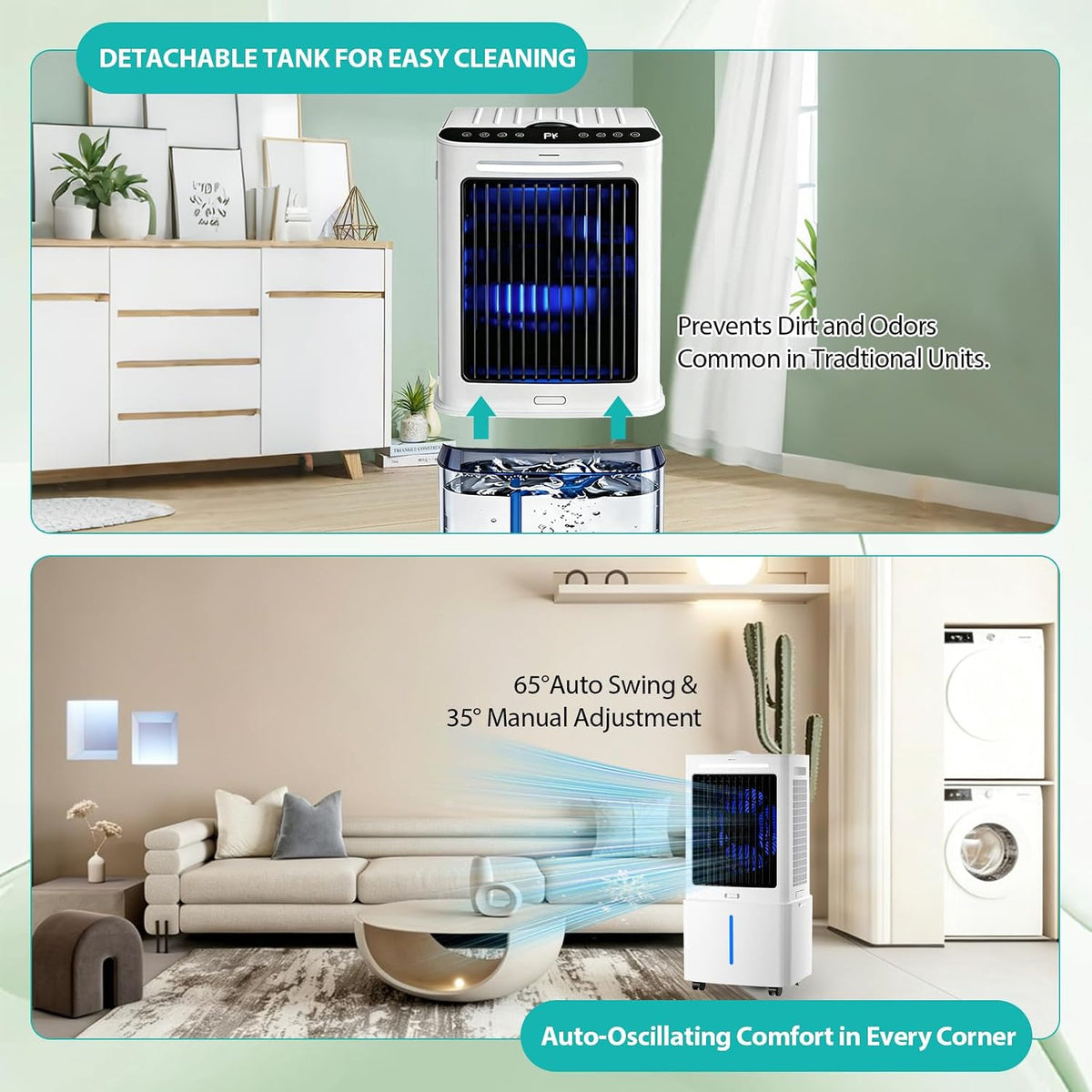 GENERIC Grand Réservoir 25L Pour Refroidisseur D'Air, Ventilateur Humidificateur Sans Évacuation Avec Oscillation 90°, 3 Vitesses, Minuterie 12H Et Débit 800 M³/h Pour Maison Et Bureau
