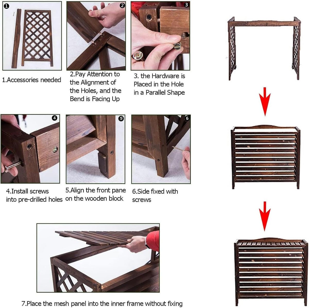 GENERIC Housse De Climatiseur D'extérieur En Bois Massif Et Clôture Décorative Pour Radiateur à Vapeur, Protection élégante Et Présentoir Pour Jardins