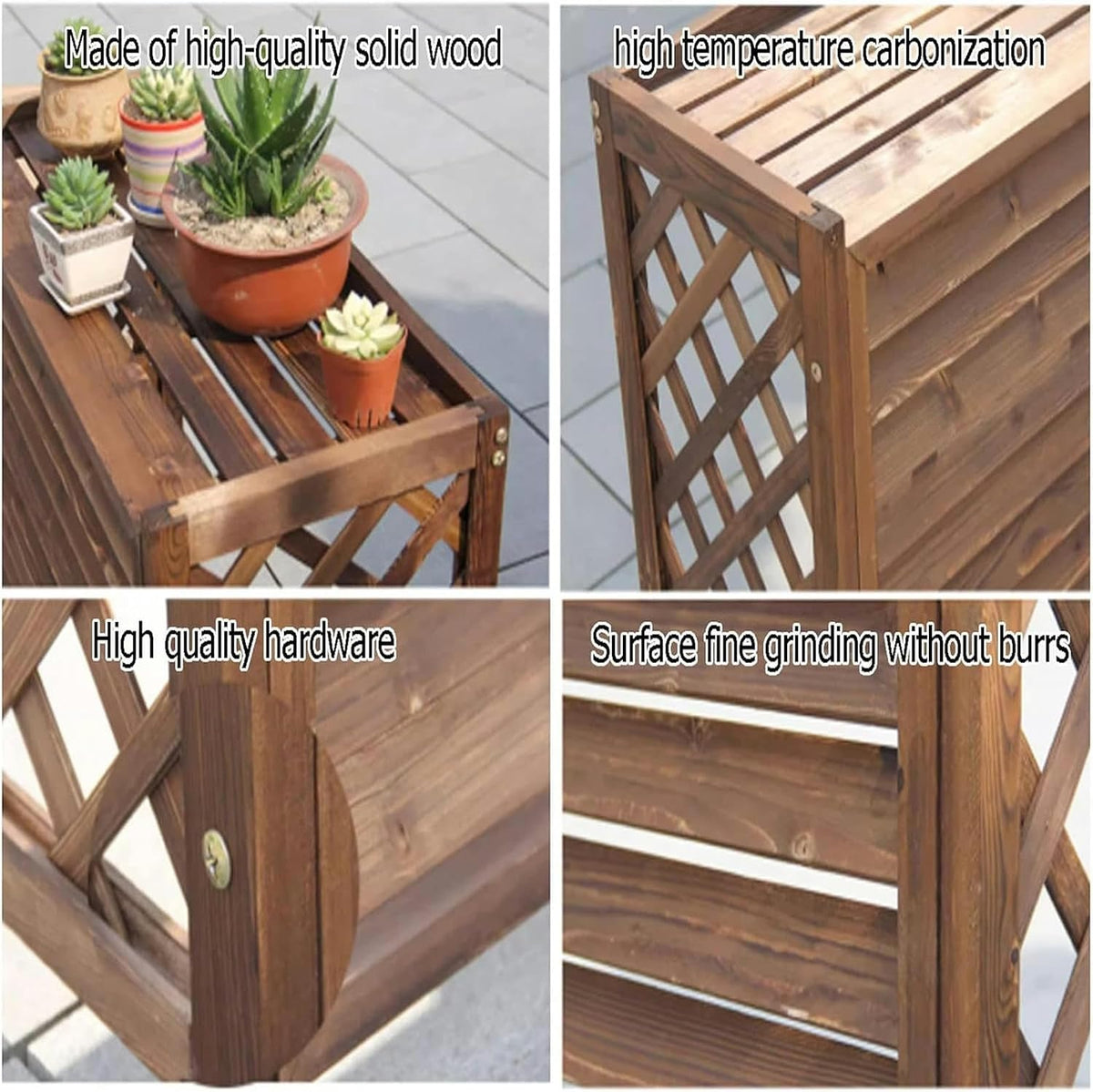 GENERIC Housse De Climatiseur D'extérieur En Bois Et Support De Fleurs à Persiennes En Bois Massif élégant Protecteur De Climatiseur Cache-radiateur à Vapeur Support D'affichage Multifonction