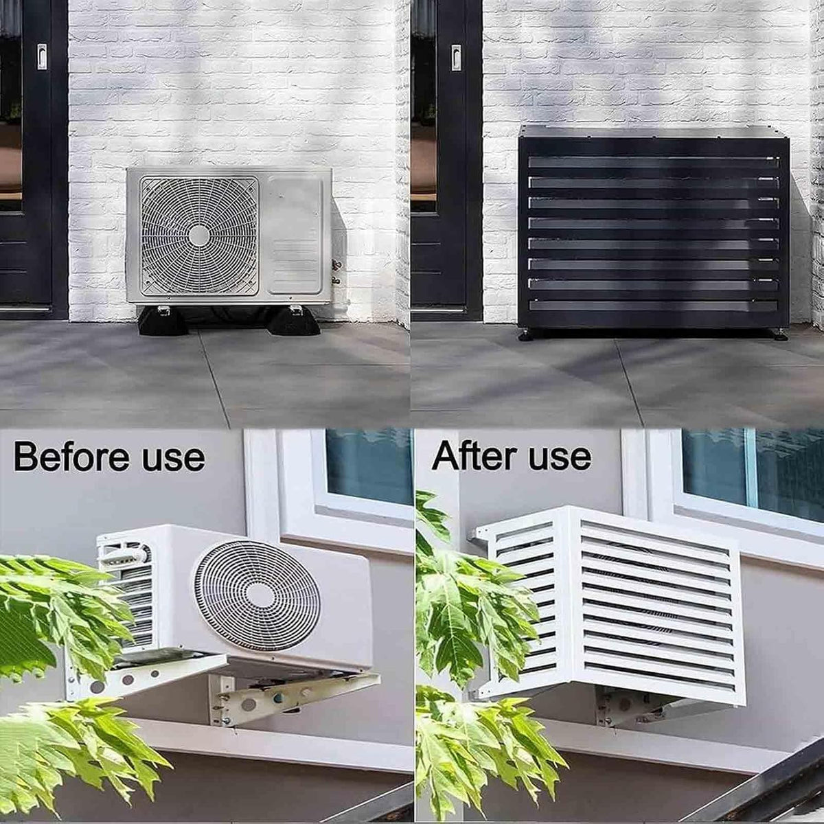 GENERIC Housse De Protection Pour Climatiseur Extérieur – Housse De Pompe à Chaleur En Aluminium Résistante Aux Intempéries – Barrière Décorative D'intimité – Réduction Du Bruit – Protection Extérieure