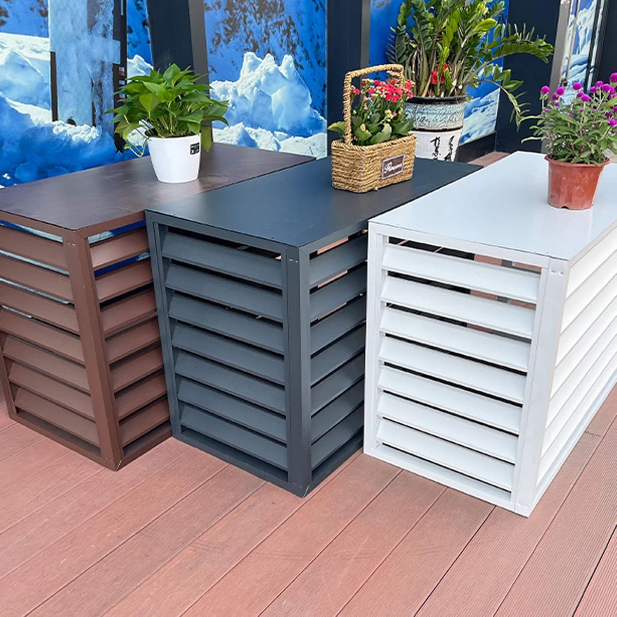 GENERIC Housse En Aluminium De Qualité Supérieure Pour Climatiseur | Bouclier Décoratif Pour Unité Extérieure | Clôture Résistante Aux Intempéries Pour Climatisation Et Pompe à Chaleur | Cachette élégante