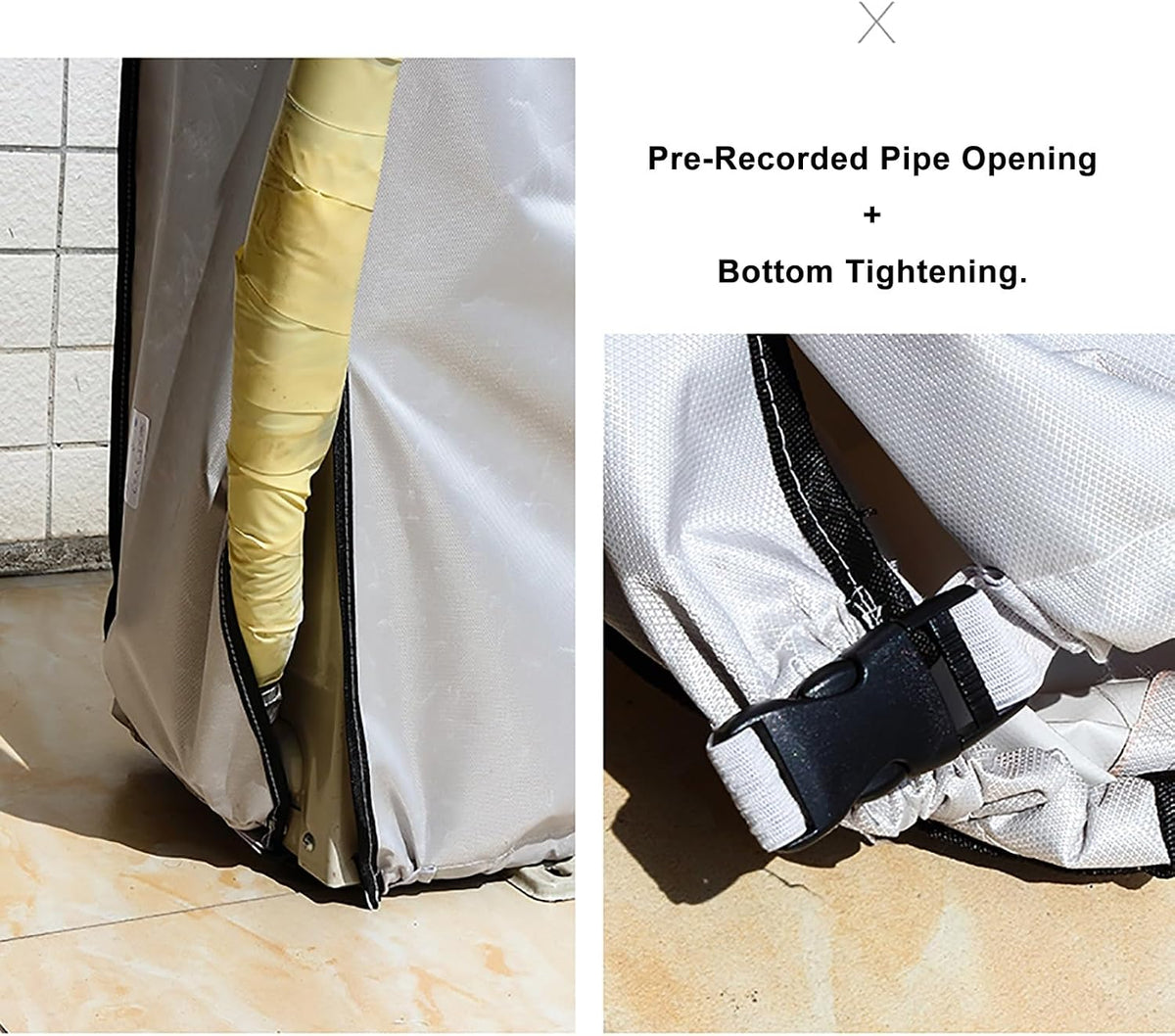  Cache Climatiseur Exterieur Housse De Protection Pour Climatiseur Central Extérieur, Double Couche Épaisse Fenêtre, Caisson Anti Bruit Pompe à Chaleur, Toutes Saisons(White,L 100cm X H 145cm X D 42cm)