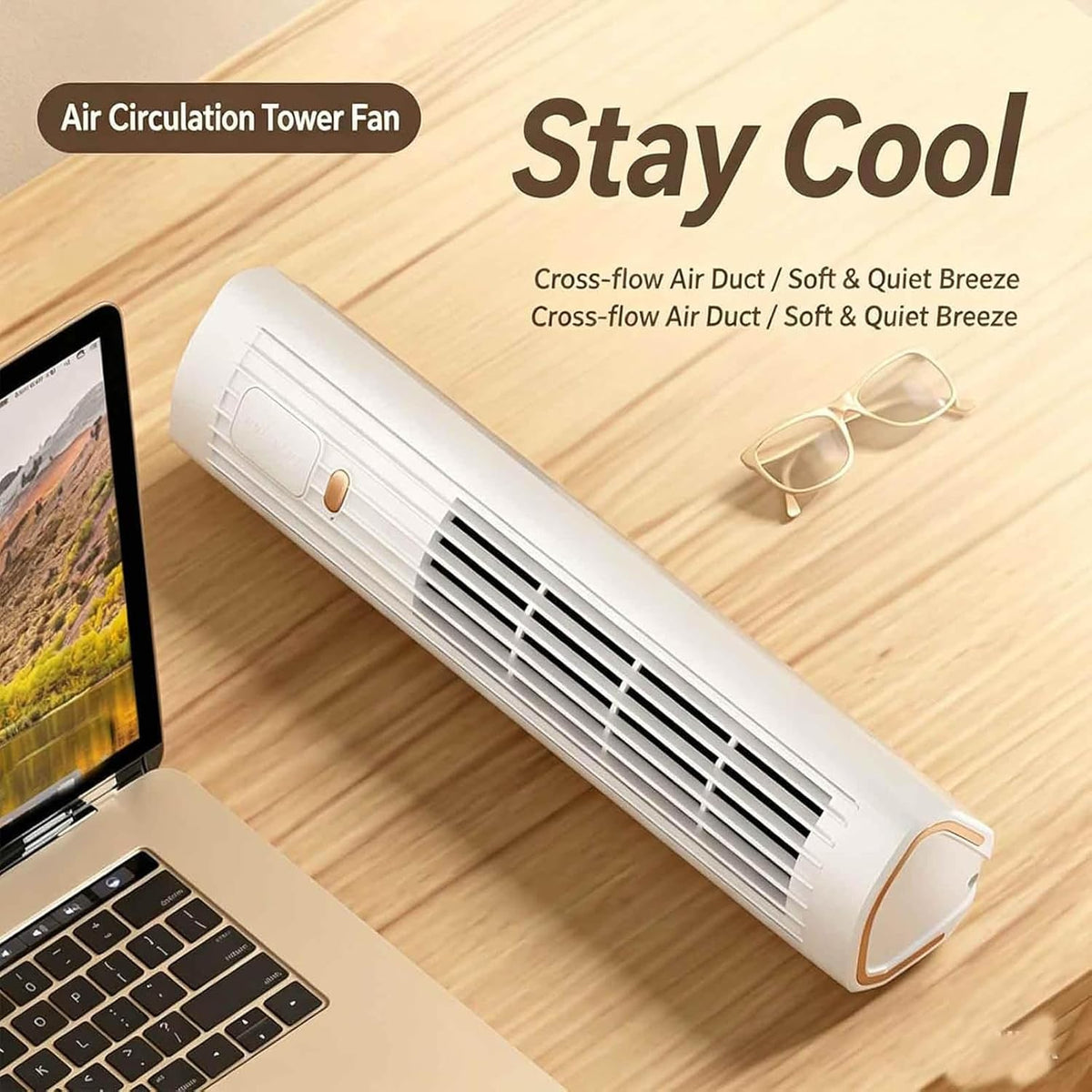 GENERIC Ventilateur De Bureau Portable Sans Pales à 3 Vitesses Pour Bureau, Chambre, Extérieur, Utilisation Horizontale Ou Verticale
