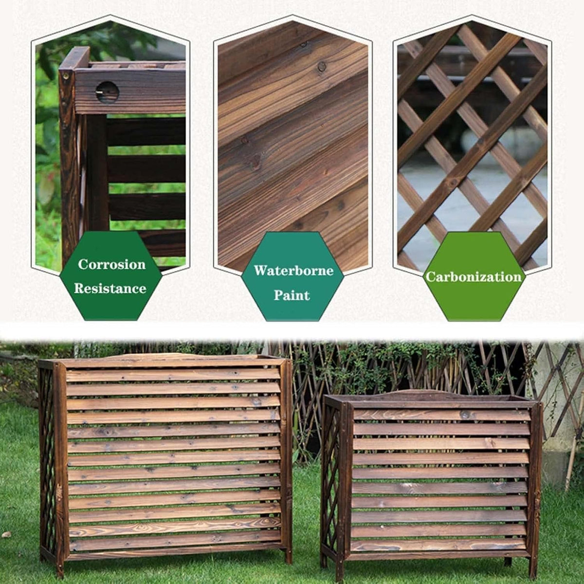 GENERIC Support De Fleurs De Balcon - Grille De Protection En Bois Pour Climatiseurs - Pompe à Chaleur - Clôture D'intimité Pour Climatiseurs