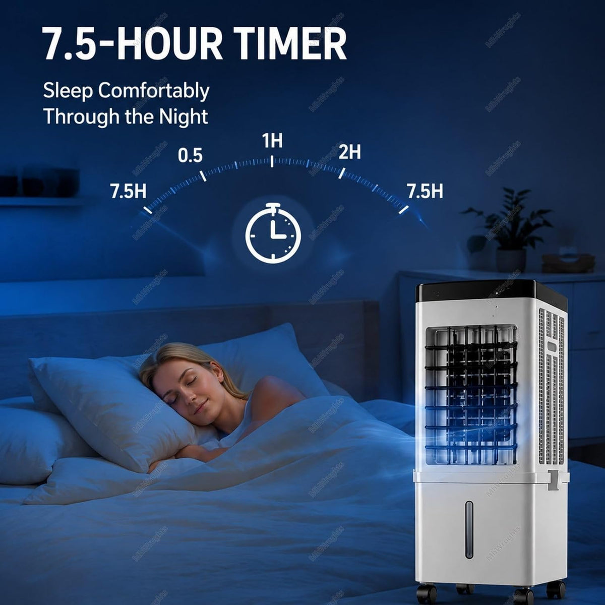  Climatiseur Portable 15L Avec Ventilateur Et Rafraîchisseur D'air Par évaporation, Grand Réservoir D'eau, 3 Vitesses Et Roulettes Universelles Pour Chambre, Salon Et Bureau RemoteControl