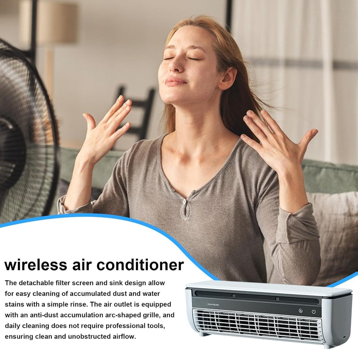 GENERIC Refroidisseur D'air De Brumisation Mural (6000mAh Alimenté Par Batterie) Avec Télécommande Et Ventilateur De Refroidissement Rapide; Adapté Aux Bureaux, Aux Dortoirs Et Aux VR; Dispose D'un Fonctionne