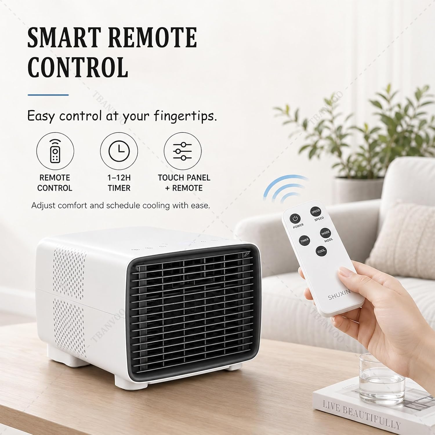  Fournissant Un Refroidissement De 3000BTU, Climatiseur Portable 280W Économie D'Énergie, Déshumidificateur Et Ventilateur, Écran Tactile Sans Fil, Silencieux, Pour Caravane, Tente Et Cuisine