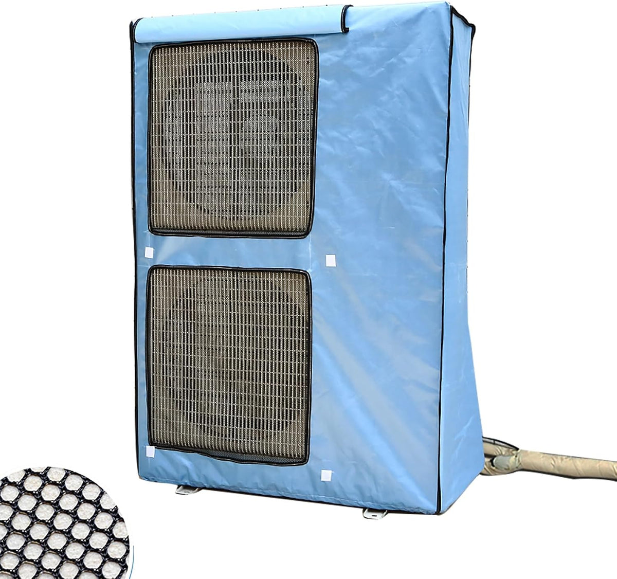  Cache Climatiseur Exterieur Housse De Protection Pour Climatiseur Central Extérieur, Double Couche Épaisse Fenêtre, Caisson Anti Bruit Pompe à Chaleur, Toutes Saisons(White,L 100cm X H 145cm X D 42cm)