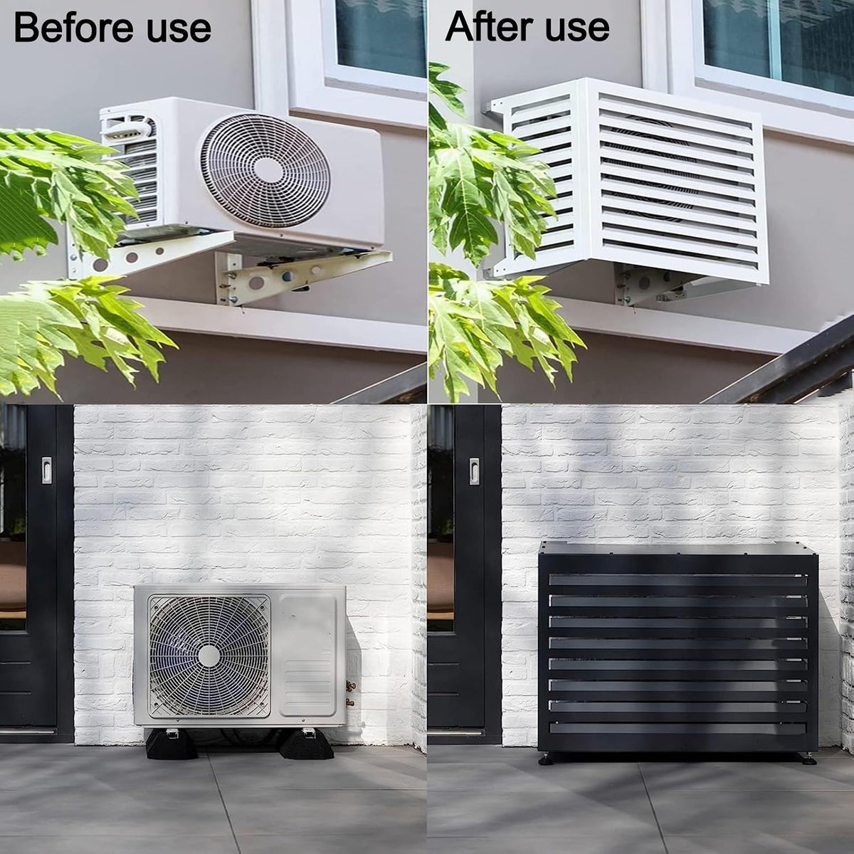  Housse De Climatisation Extérieure Résistante Aux Intempéries Avec Grilles En Aluminium – Élégante Housse De Protection Pour Climatiseur, Clôture D'intimité, Boîtier De Poubelle, Accessoires