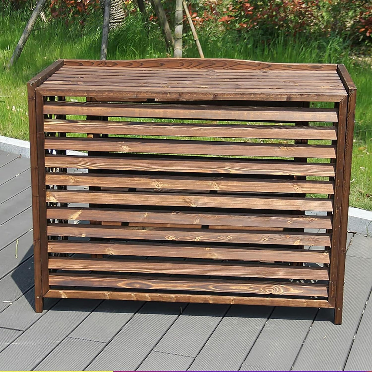 GENERIC Housse En Bois Pour Climatiseur Extérieur Et Support De Fleurs En Bois Massif Pour Unités De Climatisation, écran De Jardin Et Cache-radiateur, Solution élégante De Climatisation Extérieure
