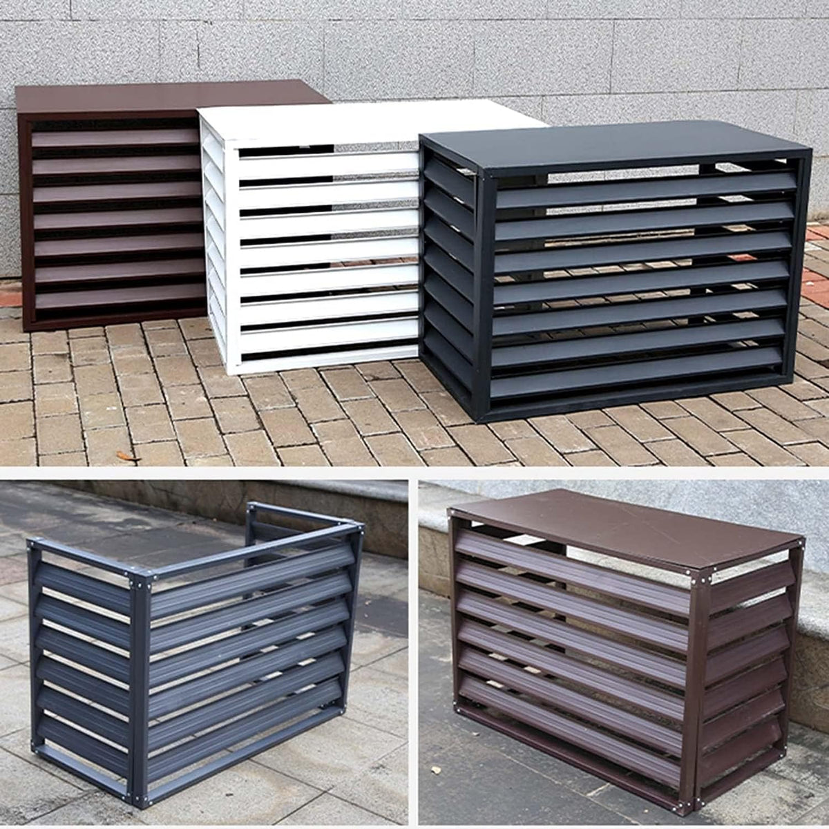  Couverture De Climatiseur De Fenêtre Extérieure, Couverture De Protection Résistante Aux Intempéries En Aluminium For Les Unités Extérieures, Écran De Confidentialité For Stores De Jardin (Color : Br