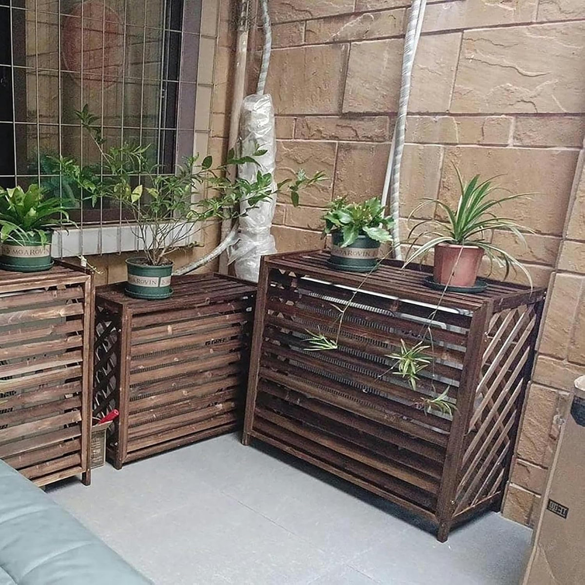 GENERIC Housse De Climatiseur D'extérieur En Bois Massif Et Clôture Décorative Pour Radiateur à Vapeur, Protection élégante Et Présentoir Pour Jardins