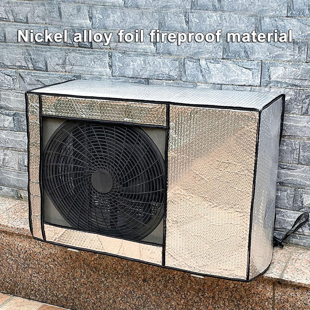  Housse Climatiseur Extérieur, Cache Clim Protection Caisson Anti Bruit Pompe à Chaleur, Isolation Thermique, Imperméable, Film Aluminium Épais(84 * 59 * 32cm)