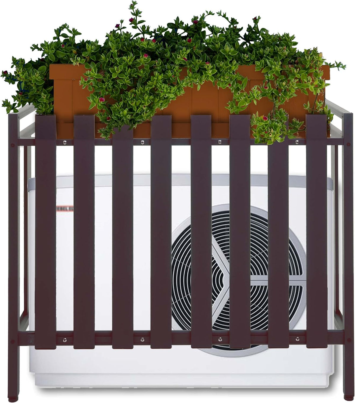  Mendler Cache Pour Climatiseur/Pompe à Chaleur HWC-K58 Métal 80x90x39cm Marron