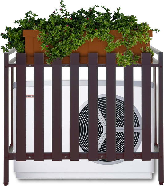  Mendler Cache Pour Climatiseur/Pompe à Chaleur HWC-K58 Métal 80x90x39cm Marron