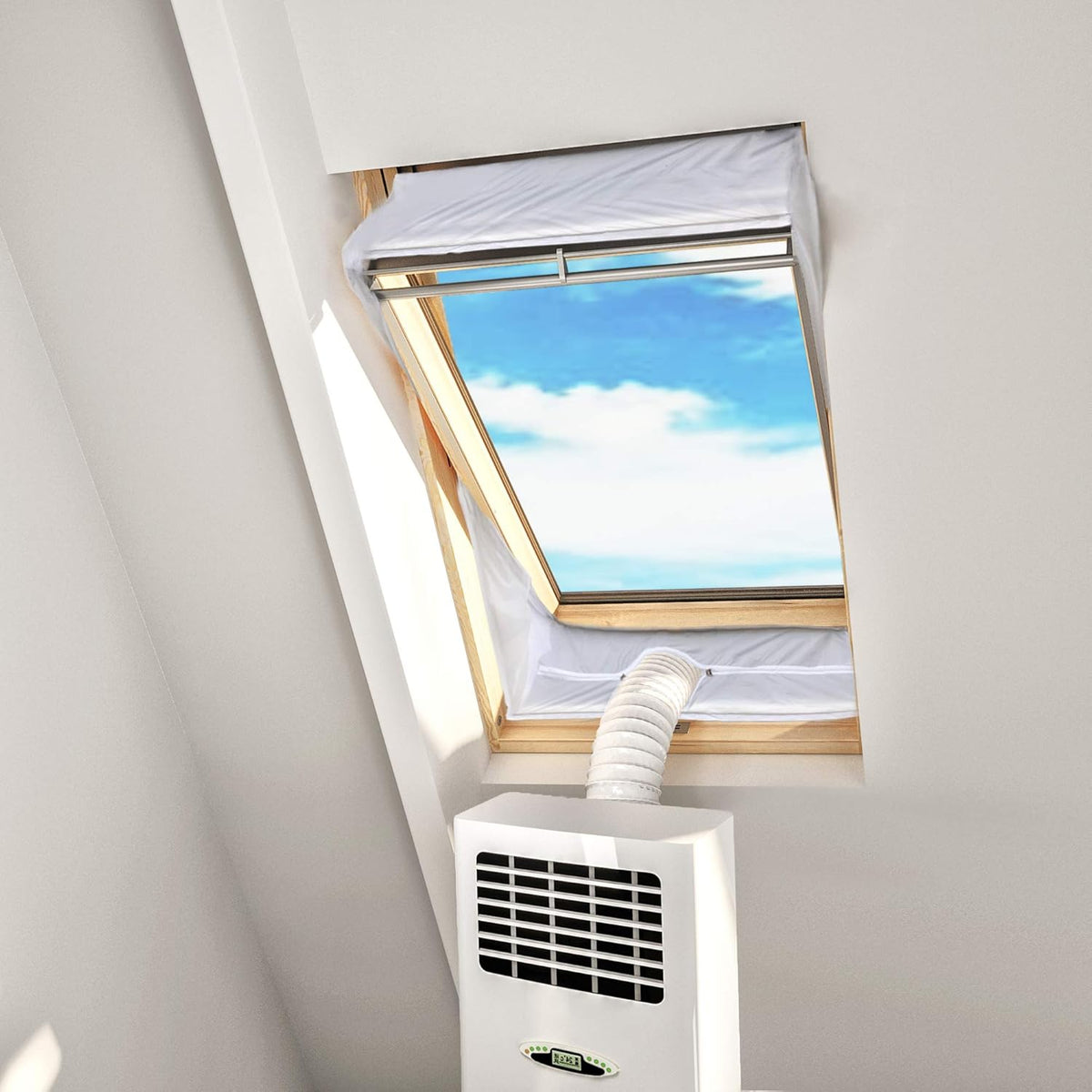  HOOMEE Tissu D’Isolation Pour Fenêtre à Pivot Central Avec Un Périmètre Allant De 381cm à 460cm - Pour Climatiseur Mobile Et Sèche-Linge - Adapté à Toutes Les Unités Mobiles De Climatisation