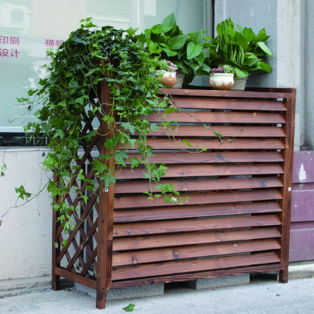 GENERIC Grille De Protection En Bois Massif Pour Climatiseur - 100 X 43 X 94 Cm
